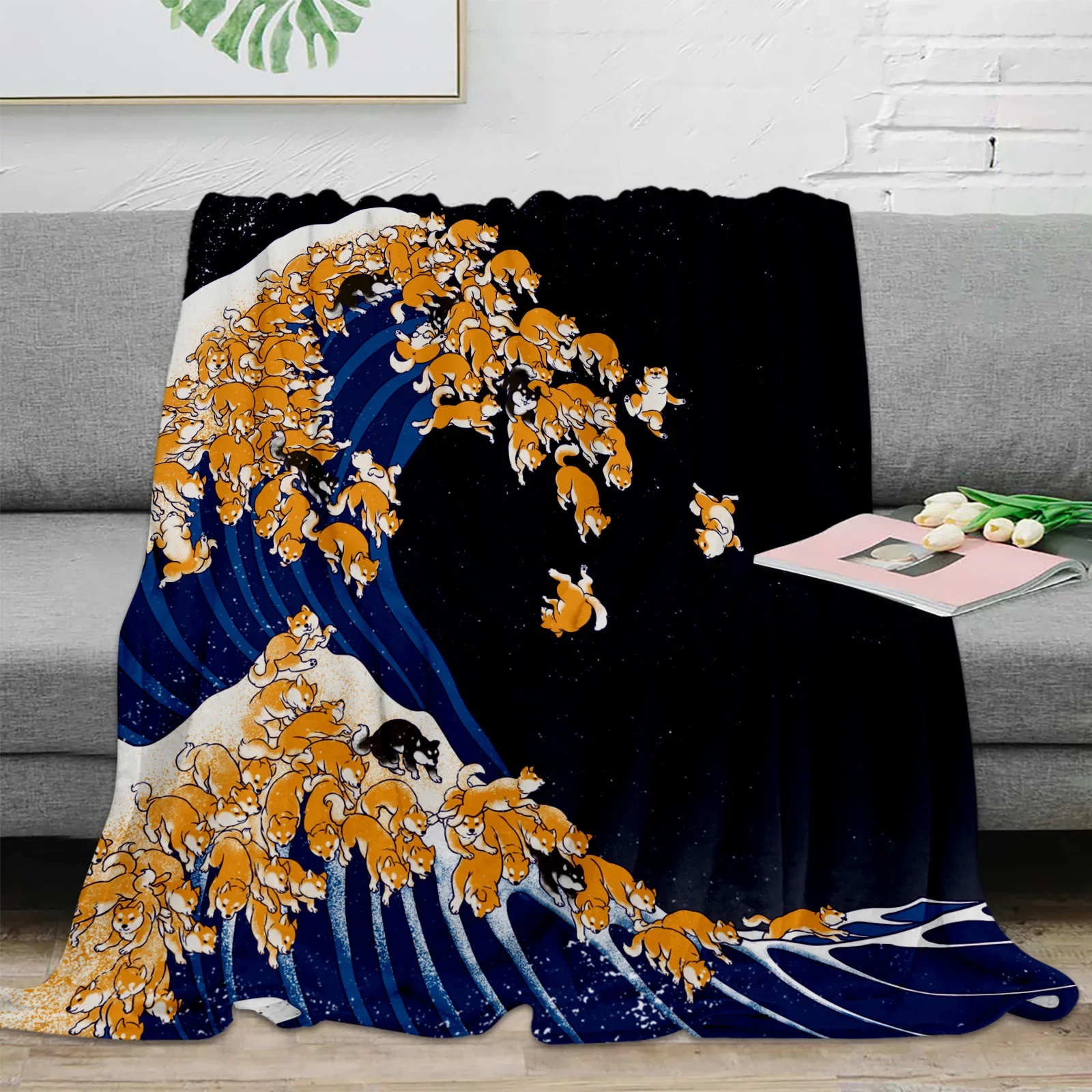 Fabric Softener Sheet - Shiba Inu koc flanelowy ciepły miękka