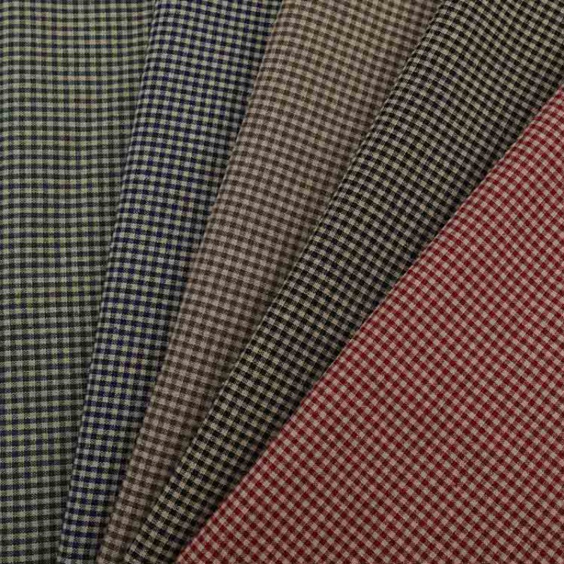 Vintage Sewing Textile - Tkanina w kratę vintage, barwiona przędzą,
