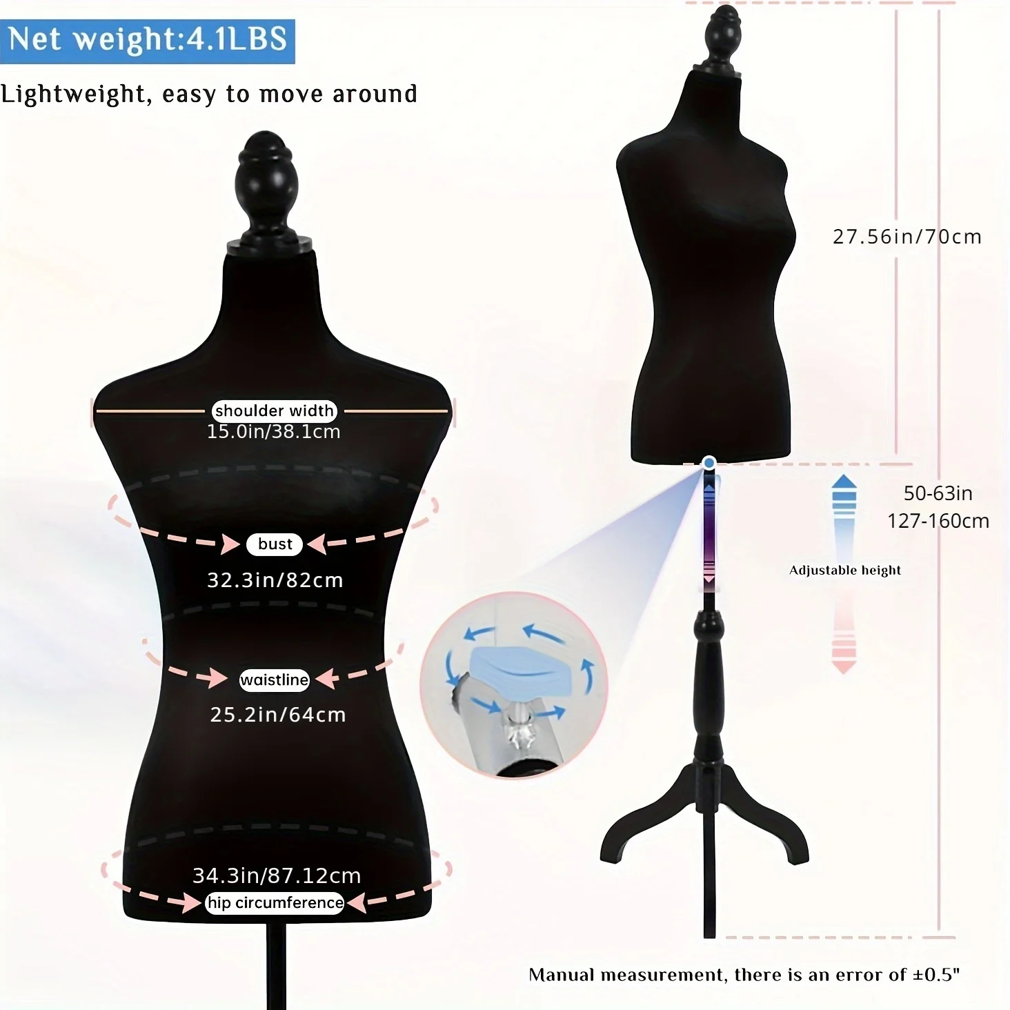 Manekin damski do pół ciała, e – Dress Form Mannequin recenzja i cena
