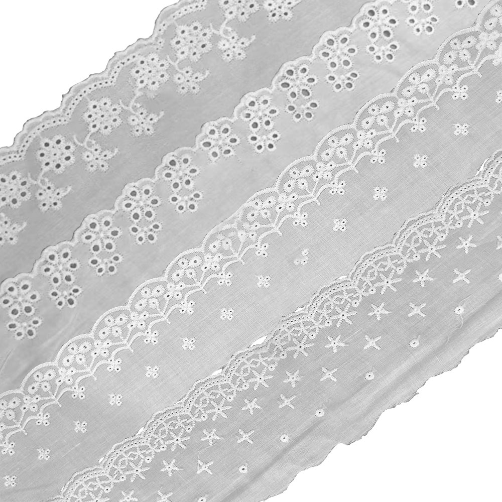 Haftowana biała koronkowa tkan – Sewing Eyelet Fabric recenzja i cena