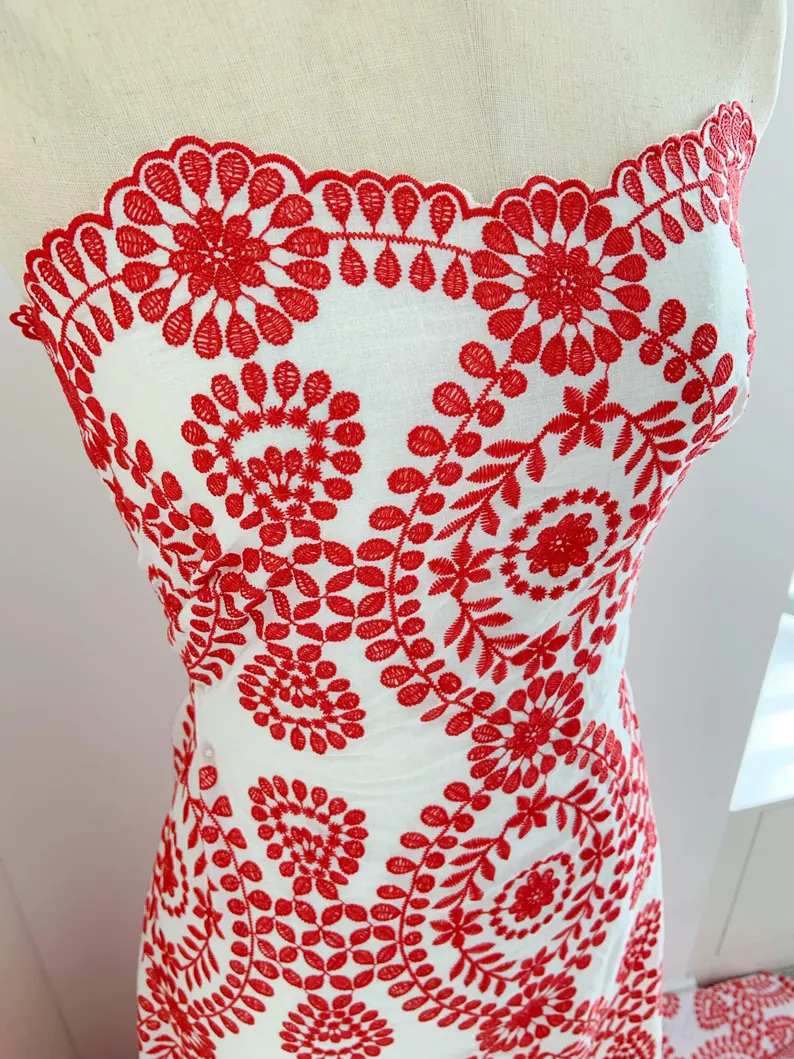 Biała bawełniana koronkowa tka – Sewing Eyelet Fabric recenzja i cena