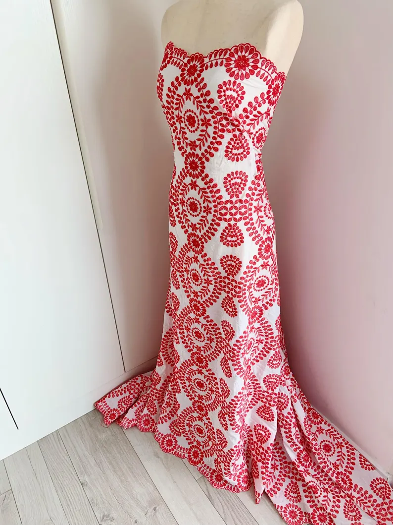 Biała bawełniana koronkowa tka – Sewing Eyelet Fabric recenzja i cena